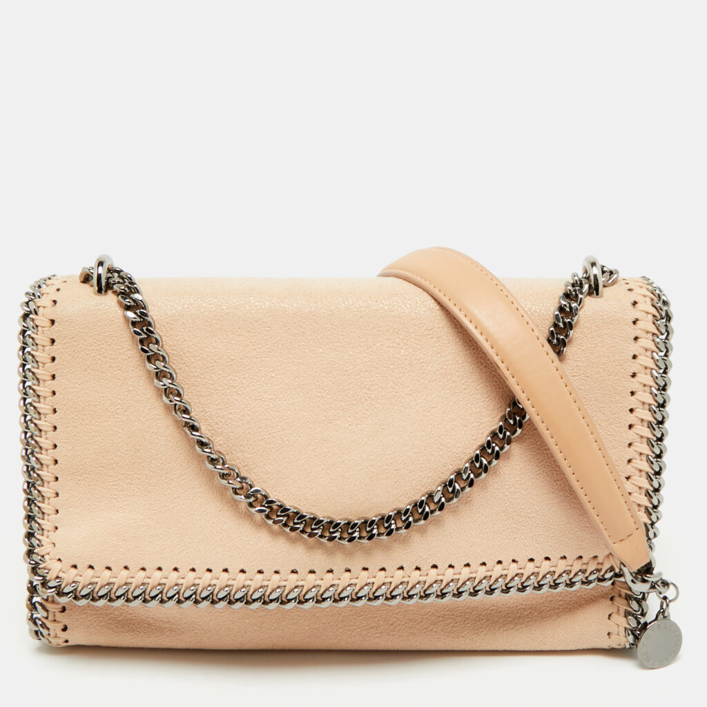 luxury-women-stella-mccartney-used-handbags-p1186396-011-2.jpg Stella McCartney Peach Faux Suede Falabella Flap Shoulder Bag