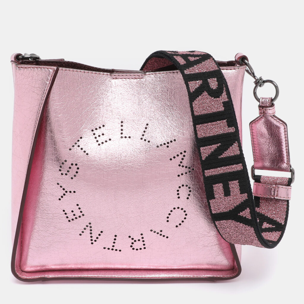 Stella McCartney Pink Metallic Faux Leather Stella Logo Crossbody Bag