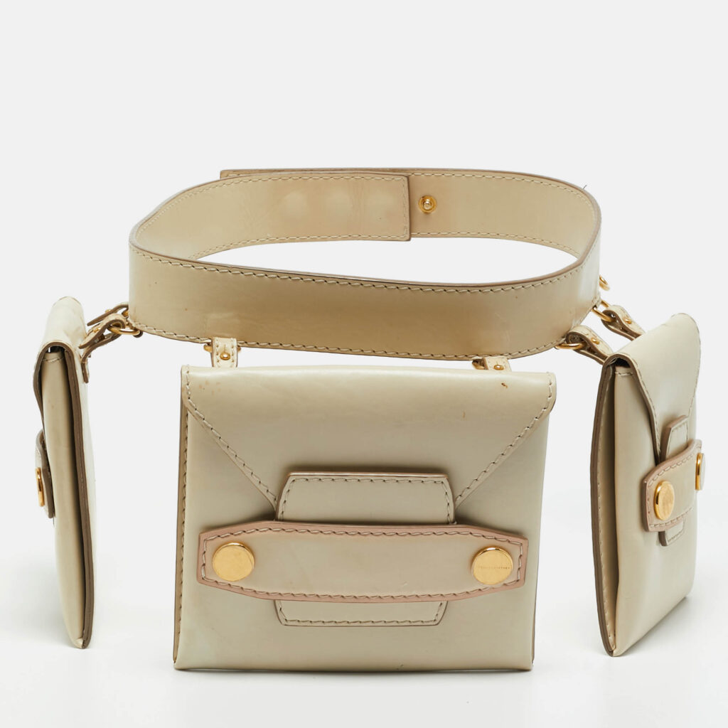 Stella McCartney Cream Faux Leather Trio Belt Bag