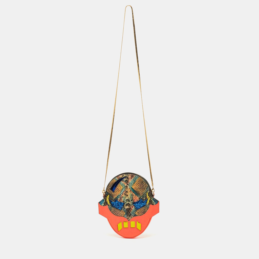 Stella McCartney Multicolor Python Effect Faux Leather Superhero Chain Clutch Stella McCartney Multicolor Python Effect Faux Leather Superhero Chain Clutch