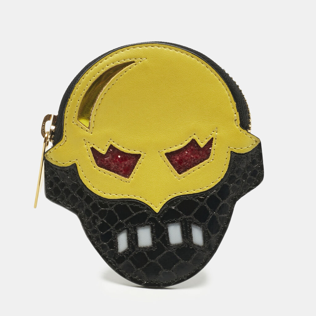 Stella McCartney Black/Yellow Faux Snakeskin Leather Superhero Coin Purse Stella McCartney Black/Yellow Faux Snakeskin Leather Superhero Coin Purse