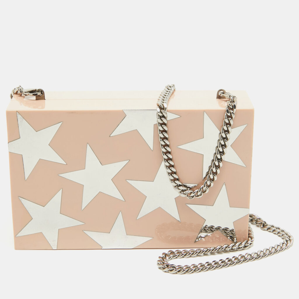 Stella McCartney Blush Pink Plexiglass Stars Chain Clutch Stella McCartney Blush Pink Plexiglass Stars Chain Clutch