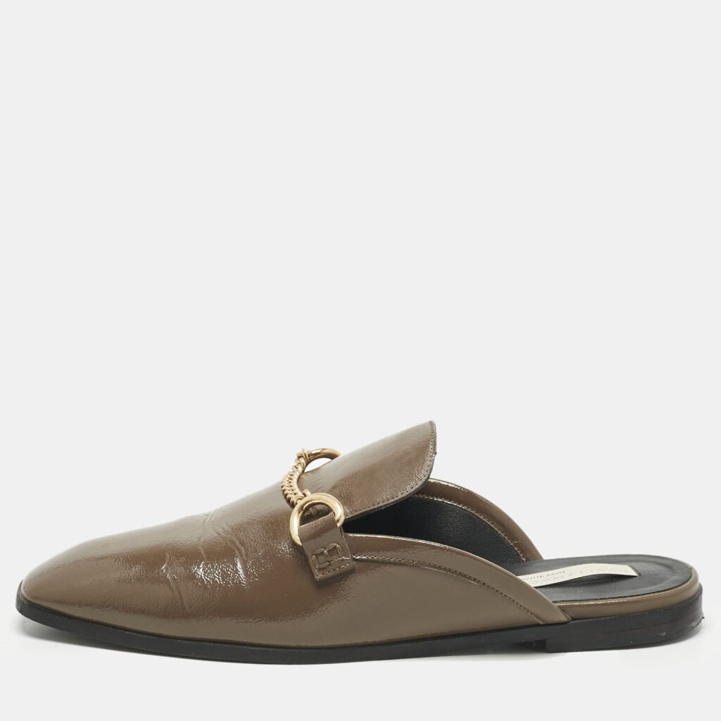 Stella McCartney Grey Faux Leather Chain Detail Mules Size 38.5 Stella McCartney Grey Faux Leather Chain Detail Mules Size 38.5