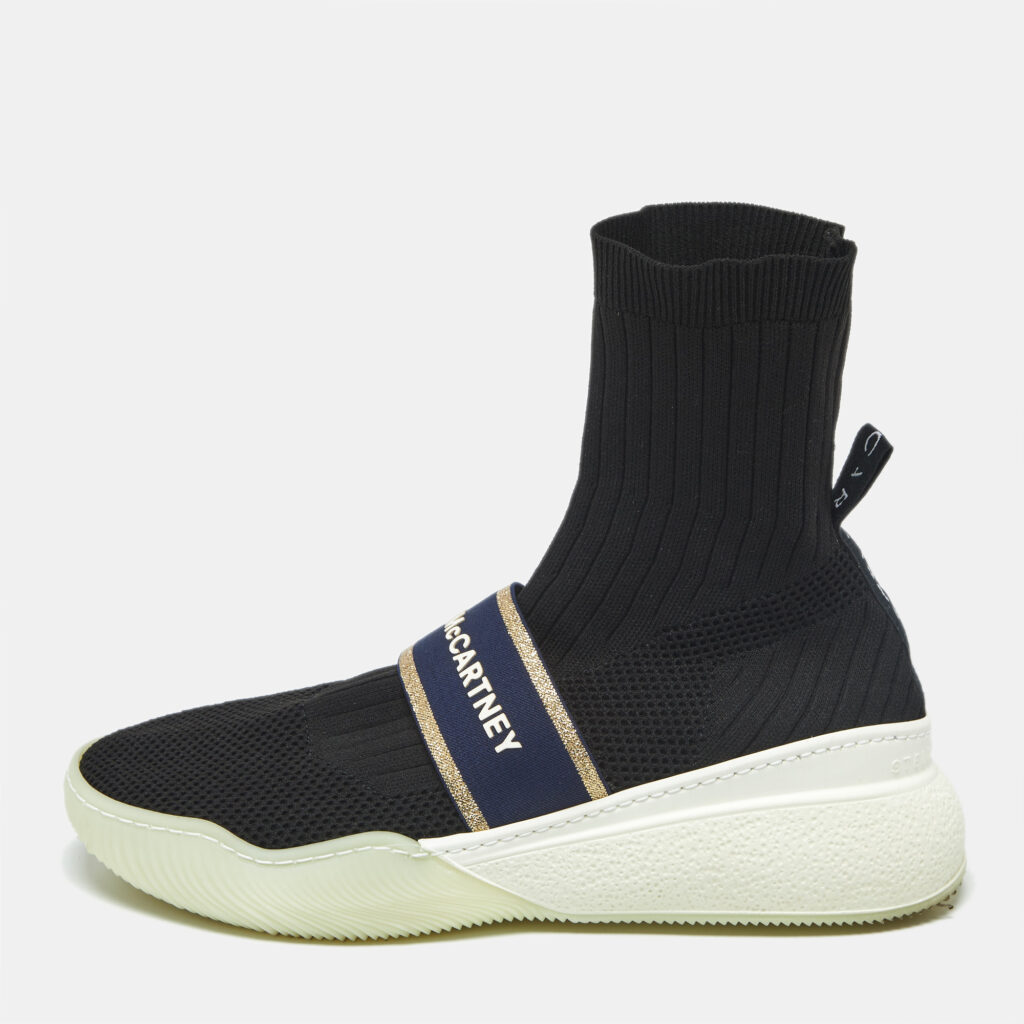 Stella McCartney Black Knit Fabric Loop Sock sneakers Size 39