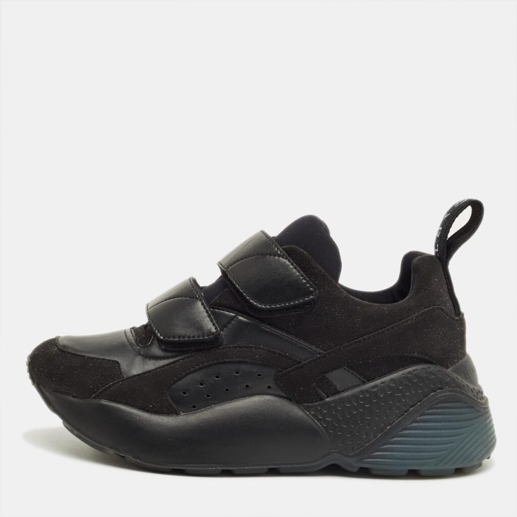 Stella McCartney Black Faux Leather and Faux Suede Eclypse Low Top Sneakers Size 35.5 Stella McCartney Black Faux Leather and Faux Suede Eclypse Low Top Sneakers Size 35.5