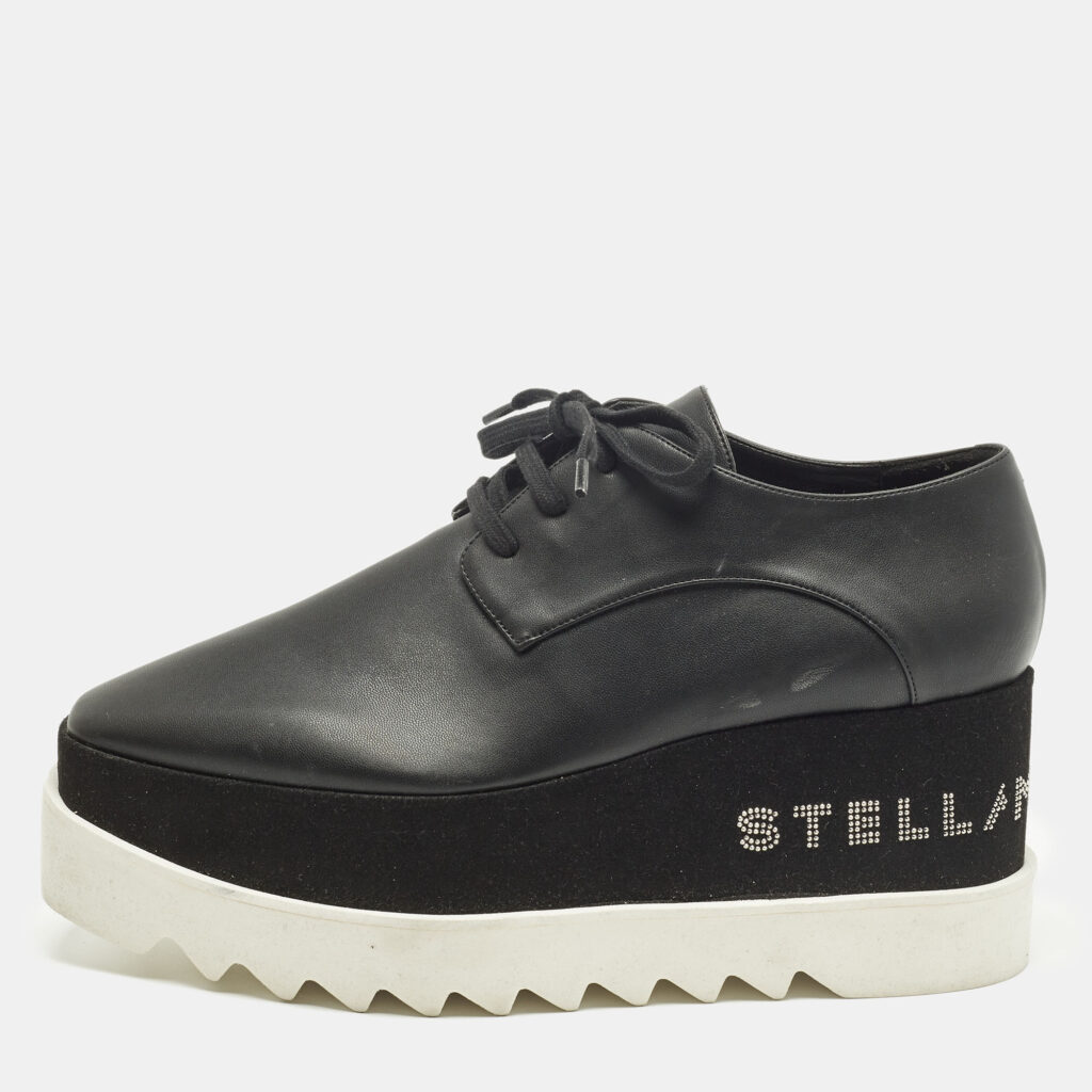 Stella McCartney Elyse Size 40 Black Faux Leather Derby Stella McCartney Elyse Size 40 Black Faux Leather Derby