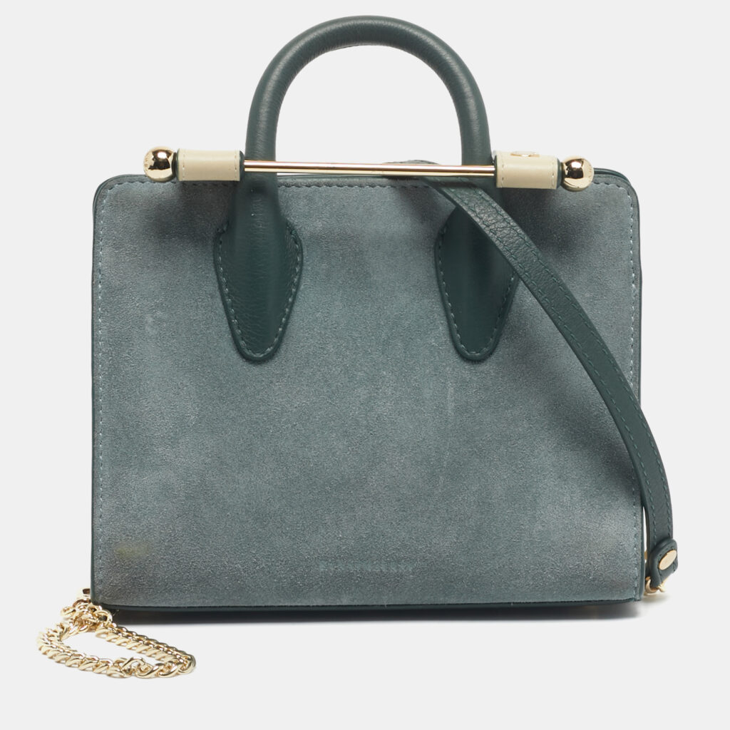 Strathberry Tricolor Suede and Leather Nano Midi Top Handle Bag Strathberry Tricolor Suede and Leather Nano Midi Top Handle Bag