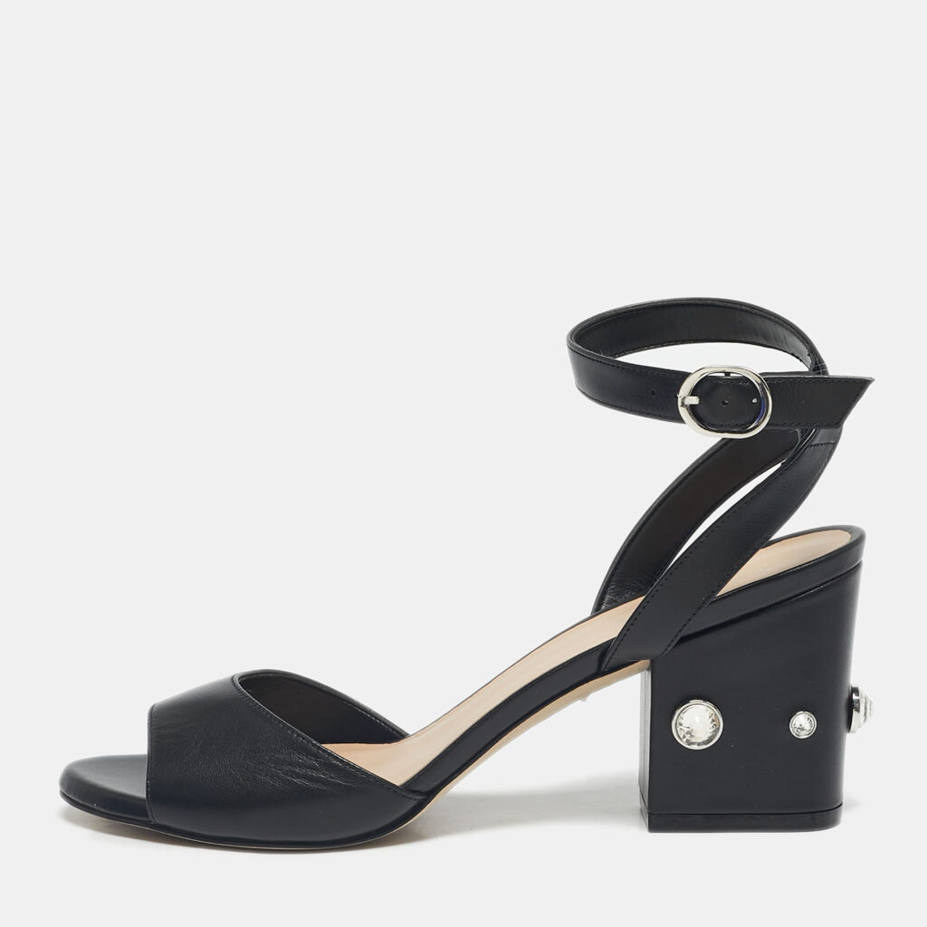 Stuart Weitzman Black Leather Allshine Ankle Strap Sandals Size 39