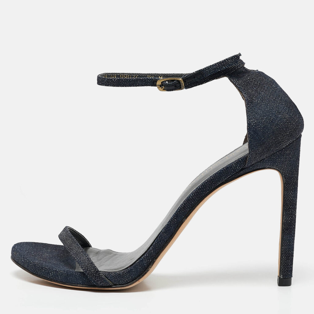Stuart Weitzman Blue Denim Ankle Strap Sandals Size 40 Stuart Weitzman Blue Denim Ankle Strap Sandals Size 40