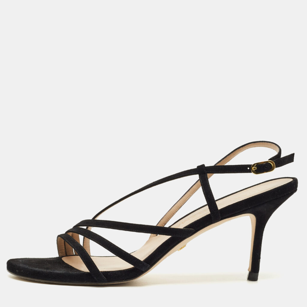 Stuart Weitzman Black Suede Melodies Ankle Strap Sandals Size 40 Stuart Weitzman Black Suede Melodies Ankle Strap Sandals Size 40