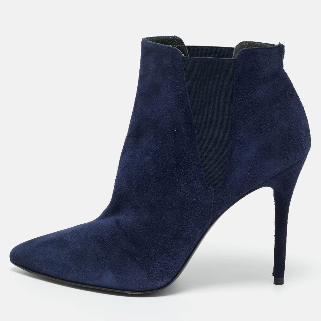 Stuart Weitzman Blue Elastic and Suede Ankle Length Boots Size 40 Stuart Weitzman Blue Elastic and Suede Ankle Length Boots Size 40
