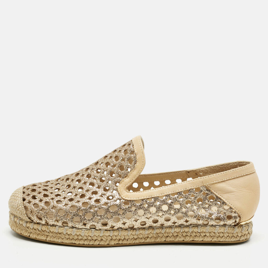 Stuart Weitzman Metallic Gold Leather Espadrille Flat Size 36 Stuart Weitzman Metallic Gold Leather Espadrille Flat Size 36
