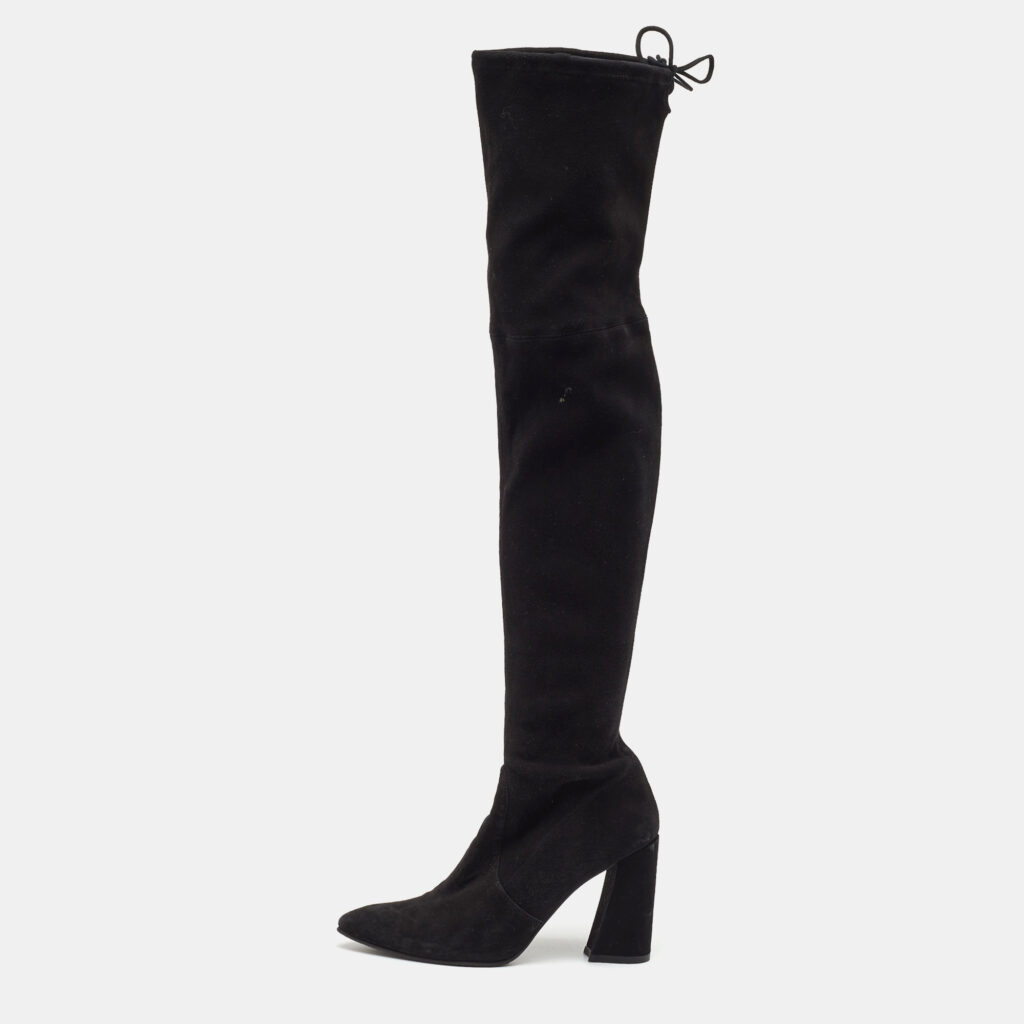 Stuart Weitzman Black Suede Lowland Over The Knee Boots Size 40