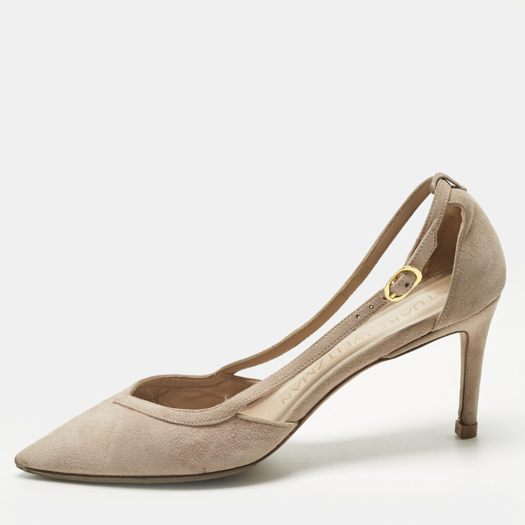 Stuart Weitzman Beige Suede Pointed Toe Cut-out Pumps Size 37 Stuart Weitzman Beige Suede Pointed Toe Cut-out Pumps Size 37