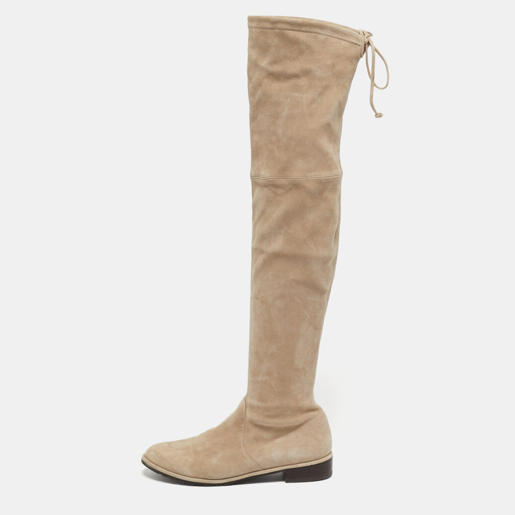 Stuart Weitzman Lowland Size 39.5 Beige Suede Knee Length Boots