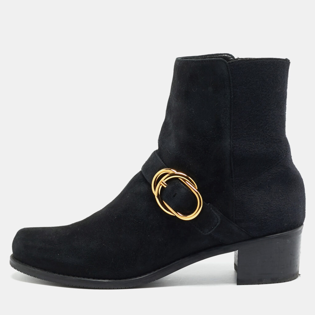 Stuart Weitzman Size 38.5 Black Suede Ankle Length Boots