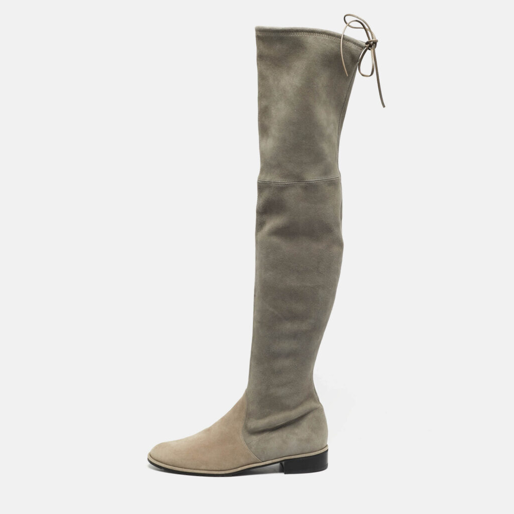 Stuart Weitzman Fossil Size 39.5 Grey Suede Knee Length Boots