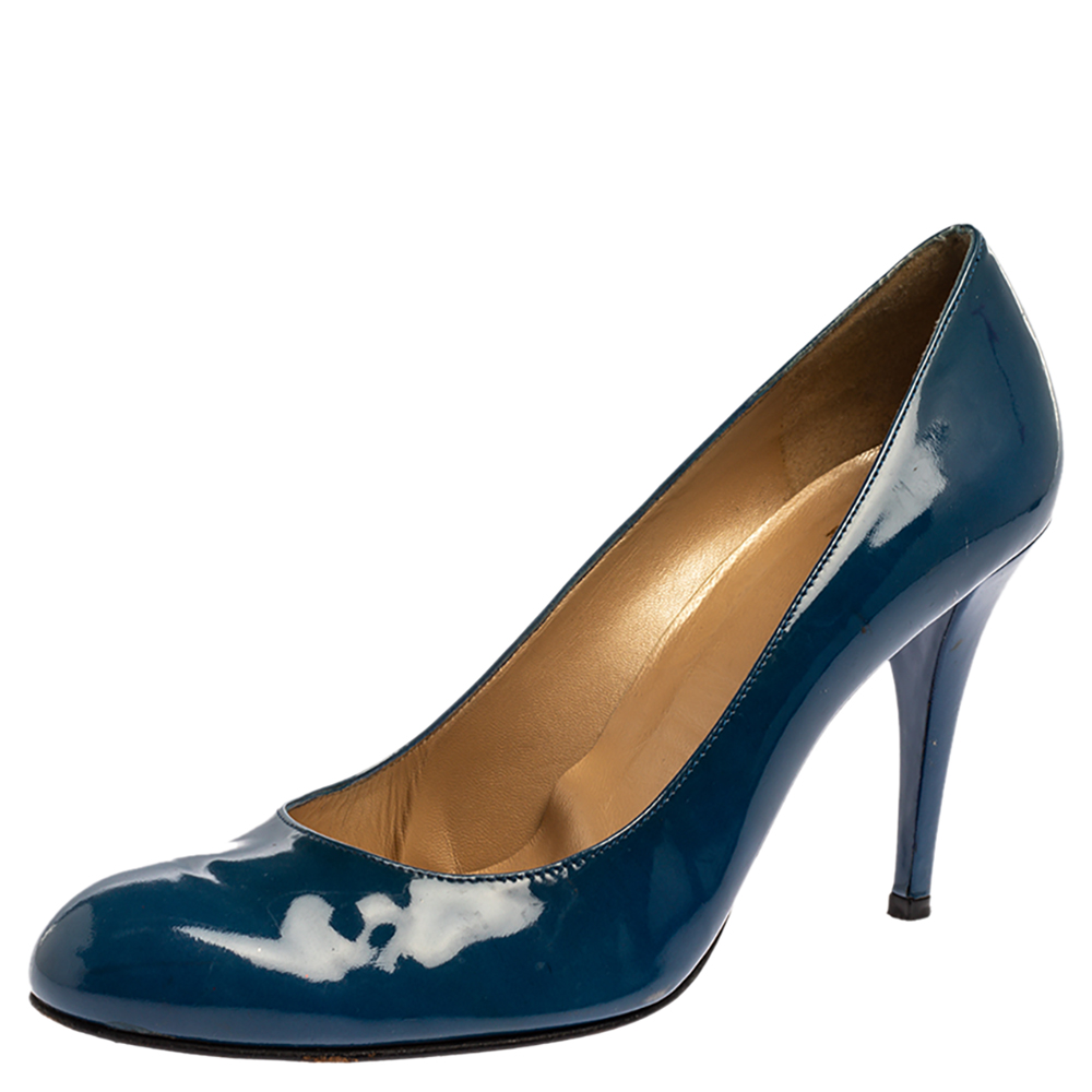 Stuart Weitzman Blue Patent Leather Round Toe Pumps Size 40.5 Stuart Weitzman Blue Patent Leather Round Toe Pumps Size 40.5