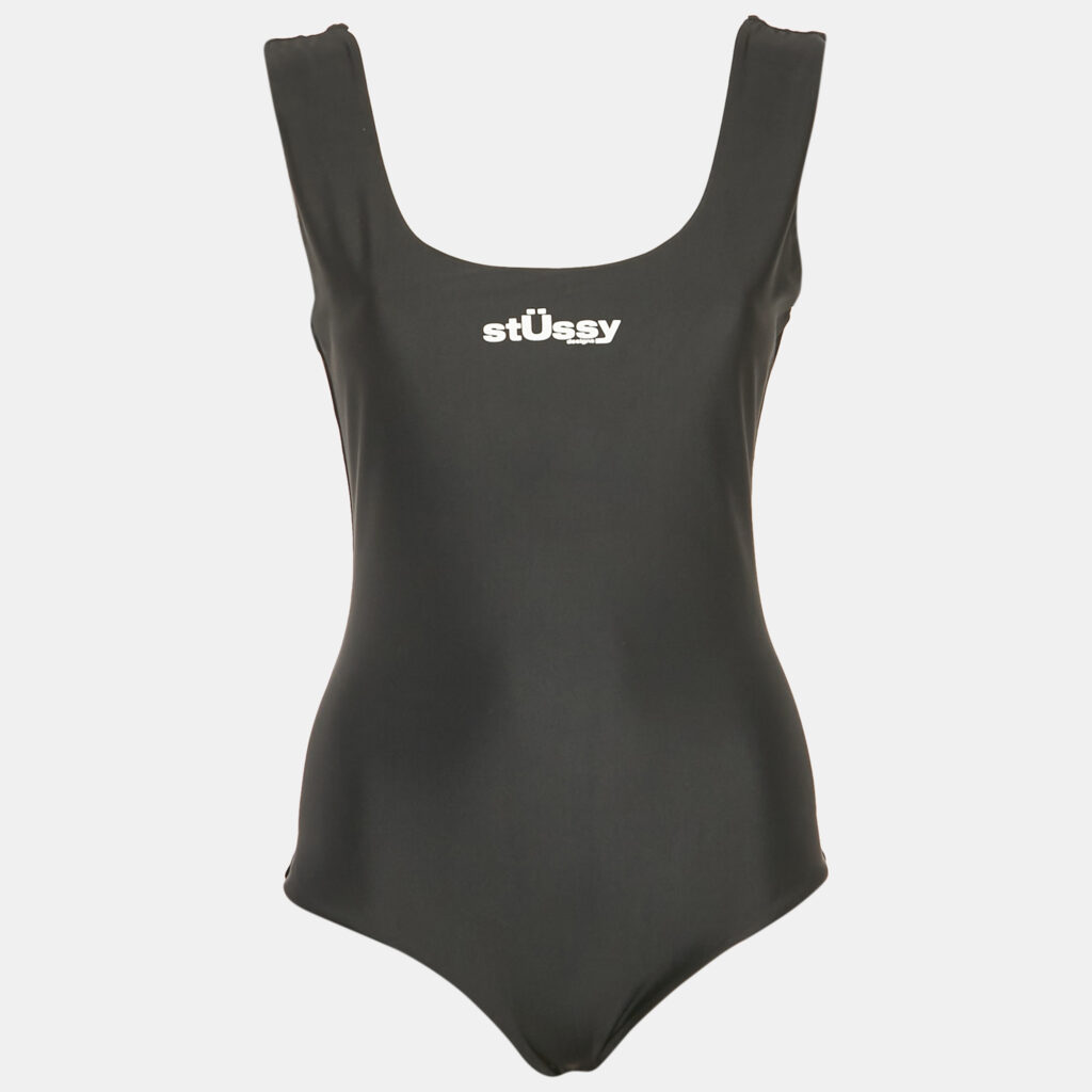 Stussy Black Logo Print Nylon Jersey Swimsuit M Stussy Black Logo Print Nylon Jersey Swimsuit M