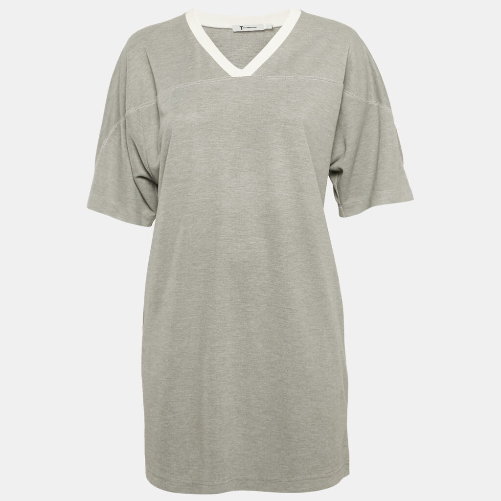 T by Alexander Wang Grey Modal V-Neck Long T-Shirt S T by Alexander Wang Grey Modal V-Neck Long T-Shirt S