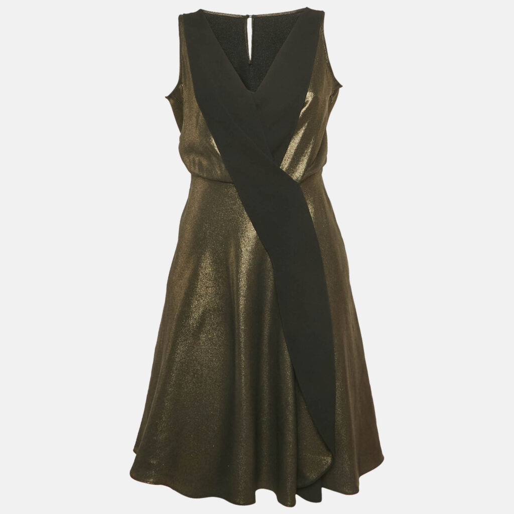 Temperly London Metallic Edom Lamé V-Neck Dress M Temperly London Metallic Edom Lamé V-Neck Dress M