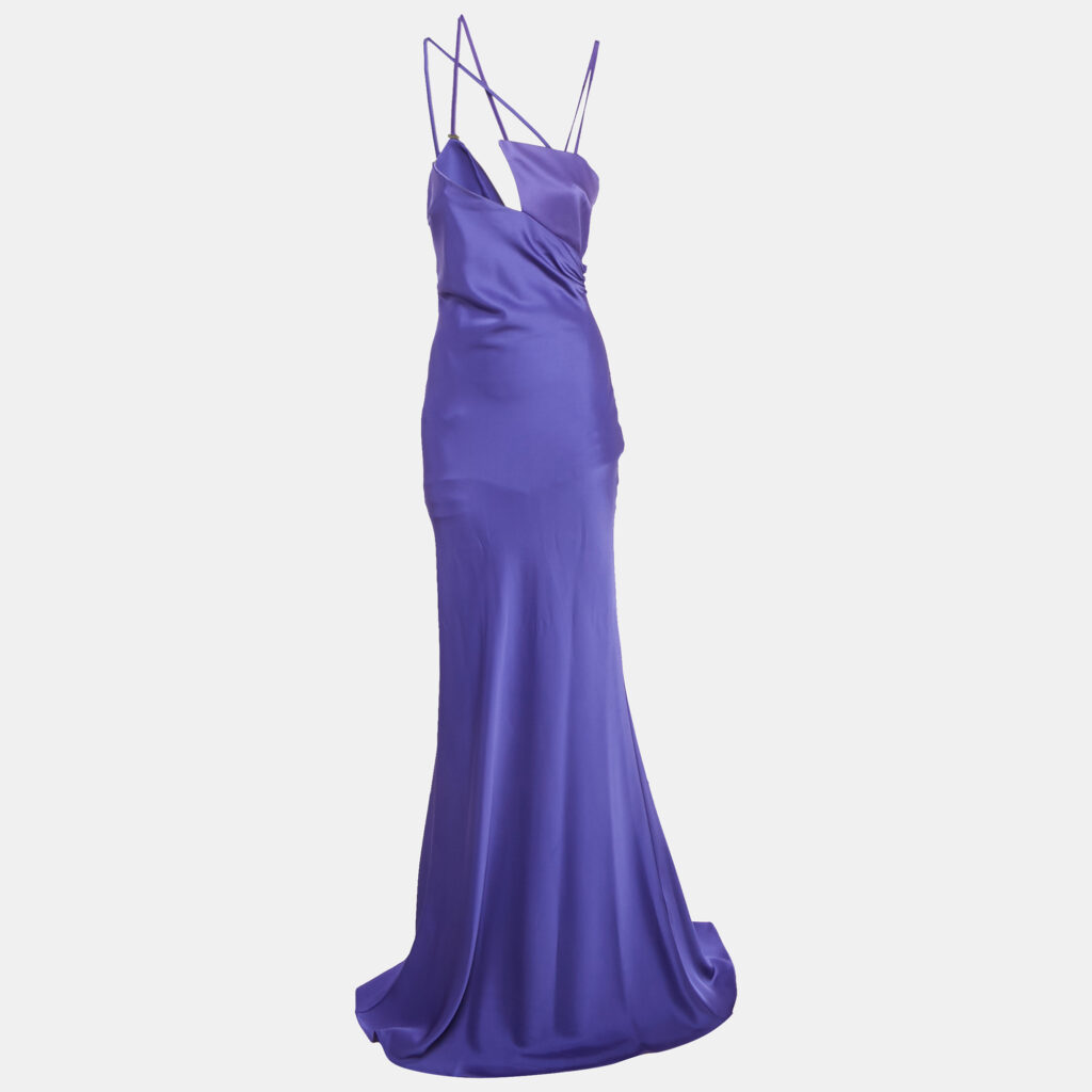 The Attico Vivid Violet Satin Melva Long Dress M The Attico Vivid Violet Satin Melva Long Dress M