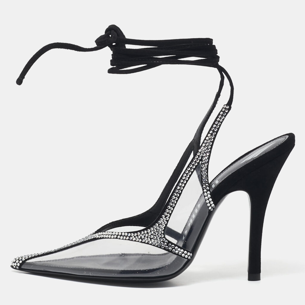The Attico Transparent PVC and Suede Crystal Embellished Venus Pumps Size 38 The Attico Transparent PVC and Suede Crystal Embellished Venus Pumps Size 38