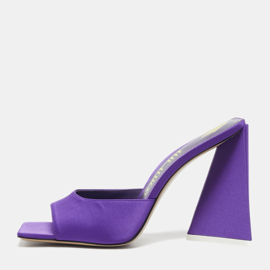 The Attico Purple Satin Devon Slide Sandals Size 41
