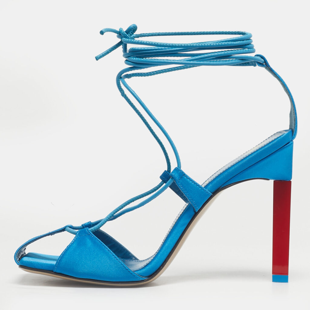 The Attico Blue Satin Adele Lace Up Sandals Size 36 The Attico Blue Satin Adele Lace Up Sandals Size 36