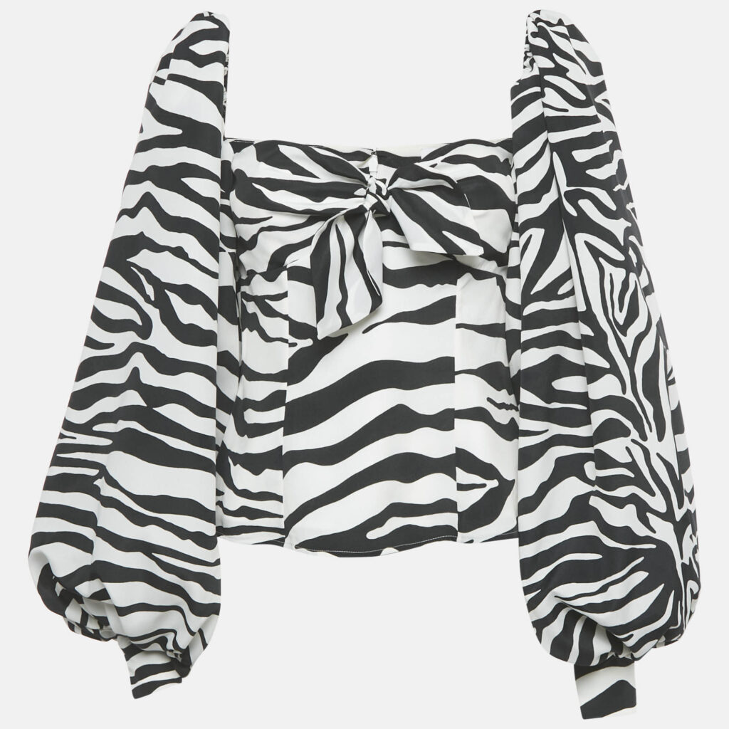 The Attico Black/White Animal Print Crepe Top M The Attico Black/White Animal Print Crepe Top M