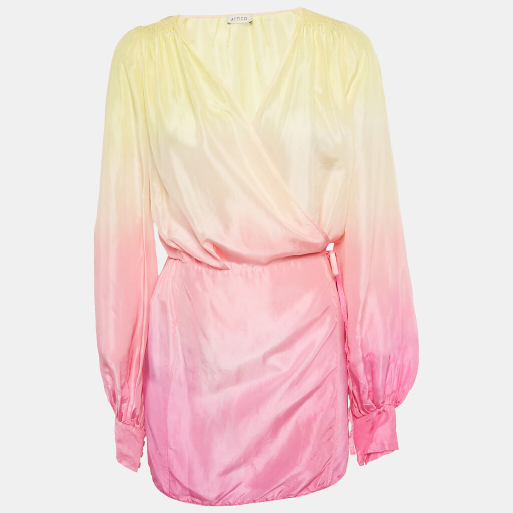 The Attico Multicolor Ombre Wrap Around Mini Dress S The Attico Multicolor Ombre Wrap Around Mini Dress S
