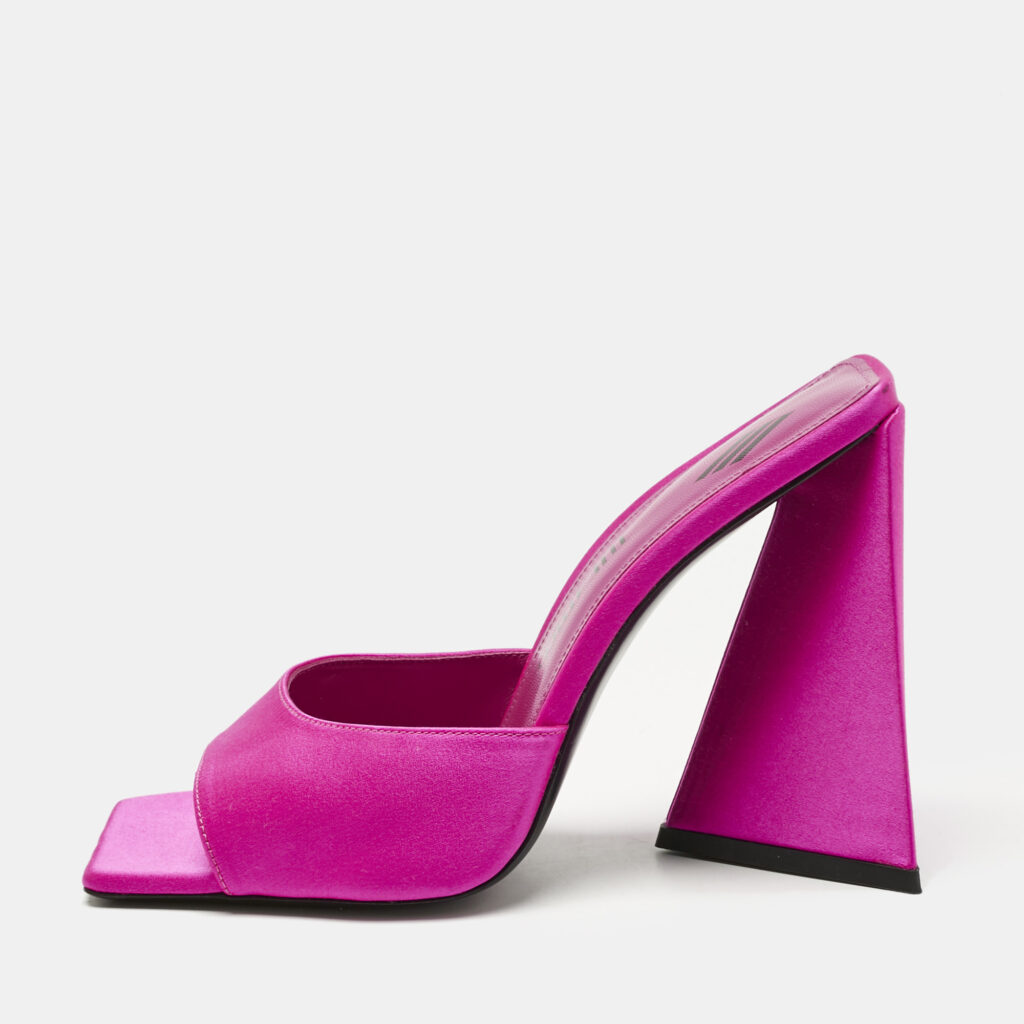 The Attico Pink Satin Devon Slide Sandals Size 39 The Attico Pink Satin Devon Slide Sandals Size 39