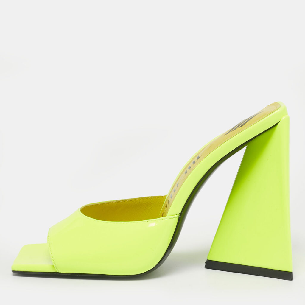 The Attico Green Patent Leather Devon Slide Sandals Size 37 The Attico Green Patent Leather Devon Slide Sandals Size 37