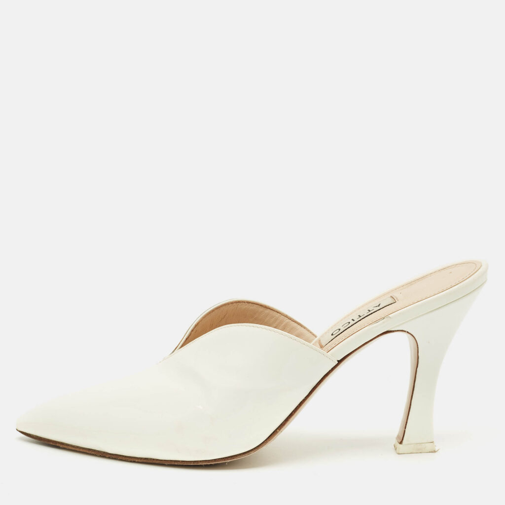 The Attico White Patent Leather Monica Mules Size 38 The Attico White Patent Leather Monica Mules Size 38