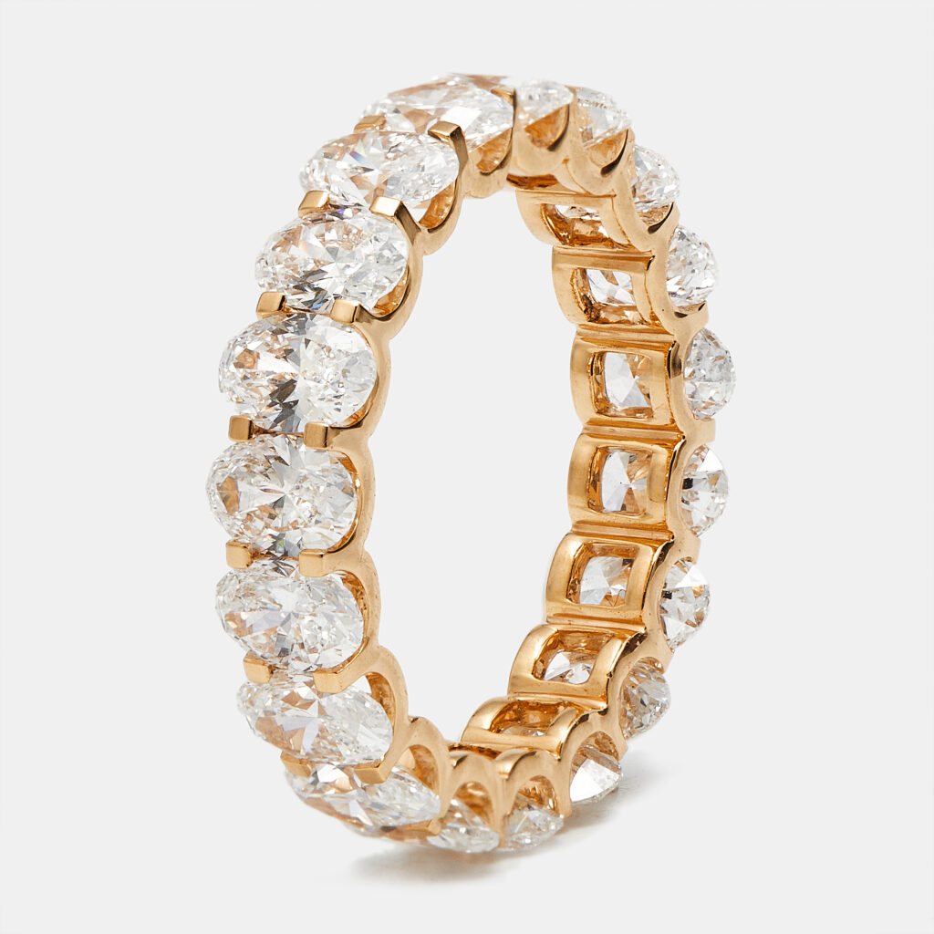 4.80 cts Oval Brilliant Lab Grown Diamond 18k Rose Gold Eternity Band Ring Size 52