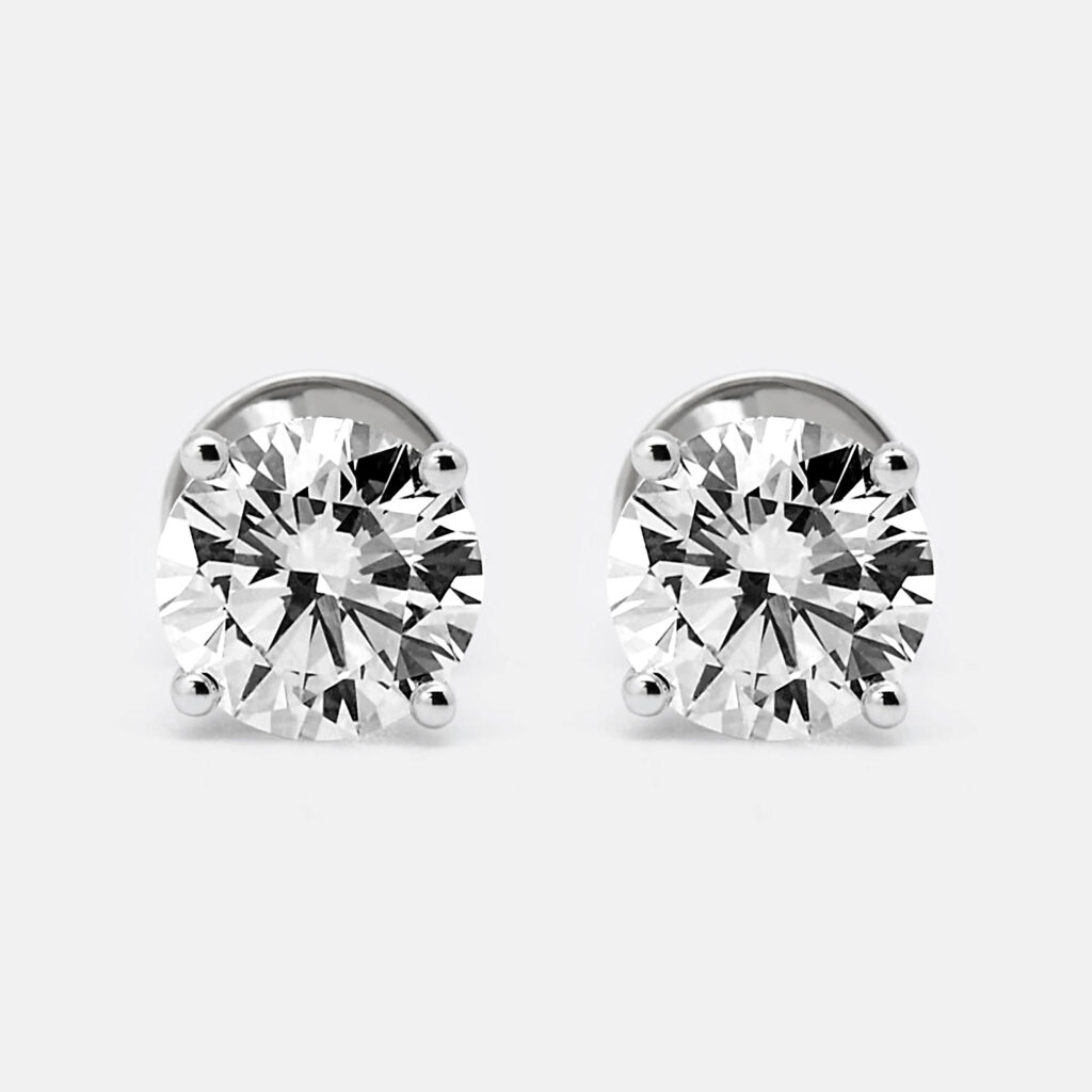 2.06 cts Round Brilliant Cut 18k White Gold Solitaire Stud Earrings 2.06 cts Round Brilliant Cut 18k White Gold Solitaire Stud Earrings