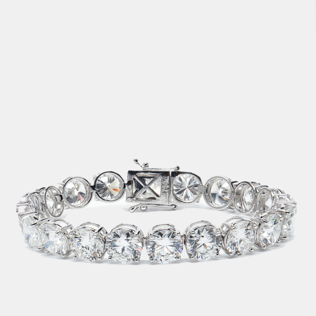 40.00 cts Round Brilliant Cut Lab Grown Diamonds 18k White Gold Tennis Bracelet
