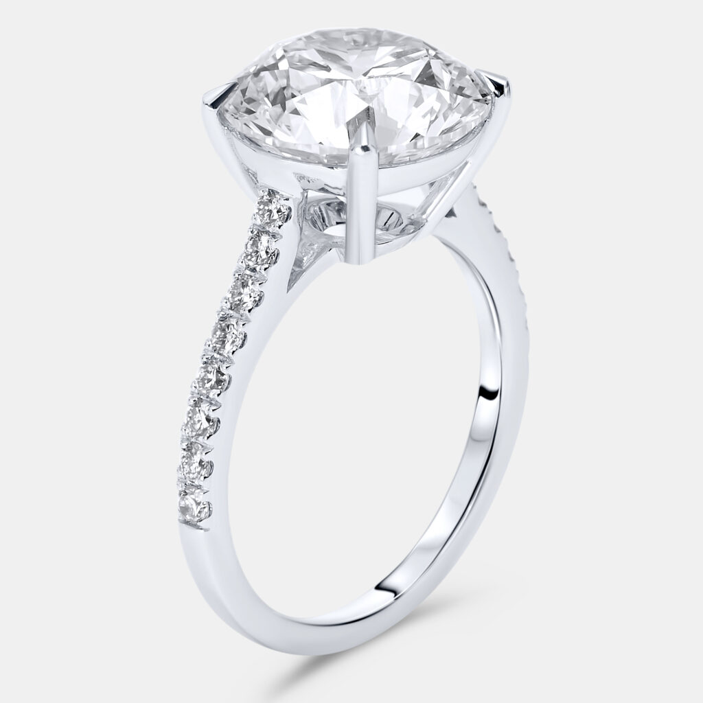 5.3 cts Round Lab Grown Diamond 18k White Gold Ring Size 51