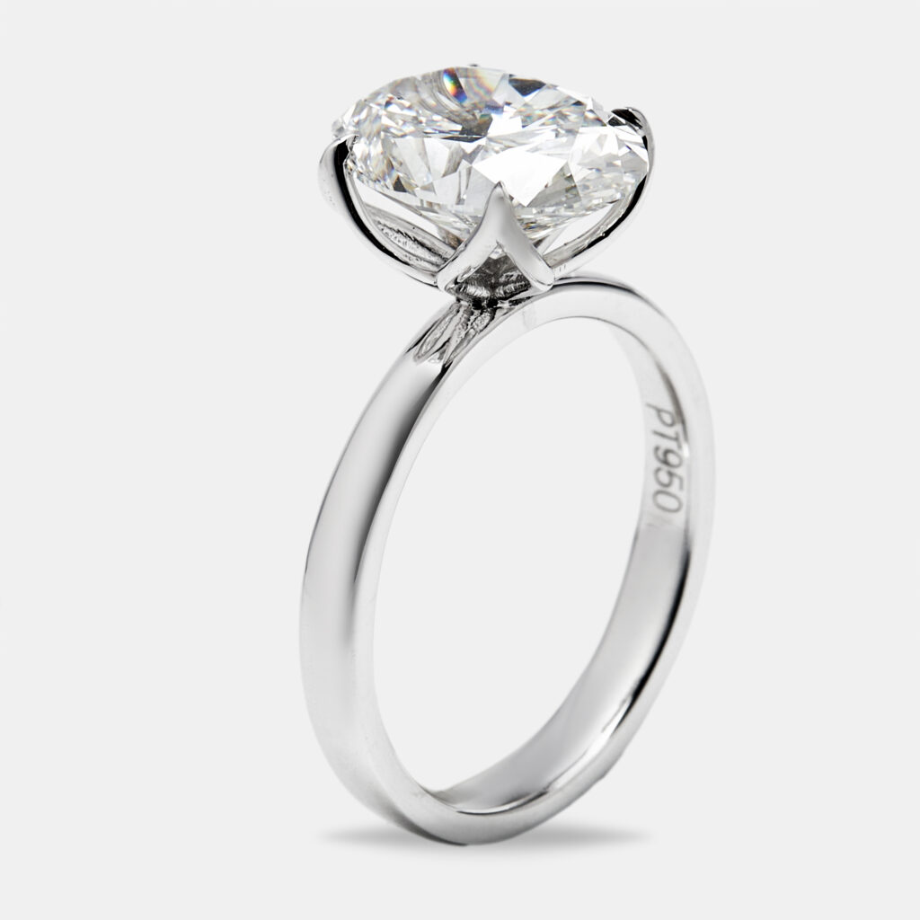 3.5 cts Oval Brilliant Lab Grown Diamond 18k White Gold Ring Size 54
