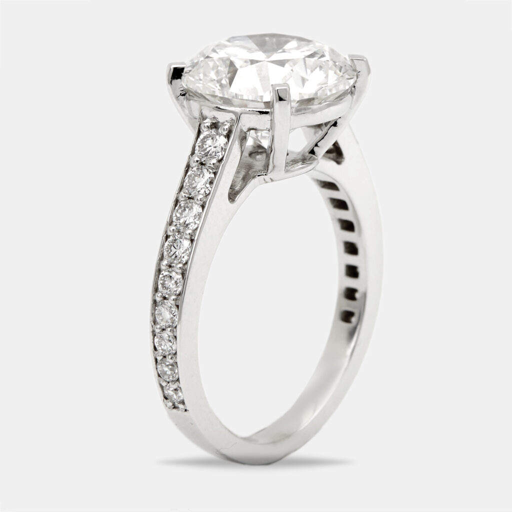 5.5 cts Round Cut Lab Grown Diamond 18k White Gold Ring Size 52