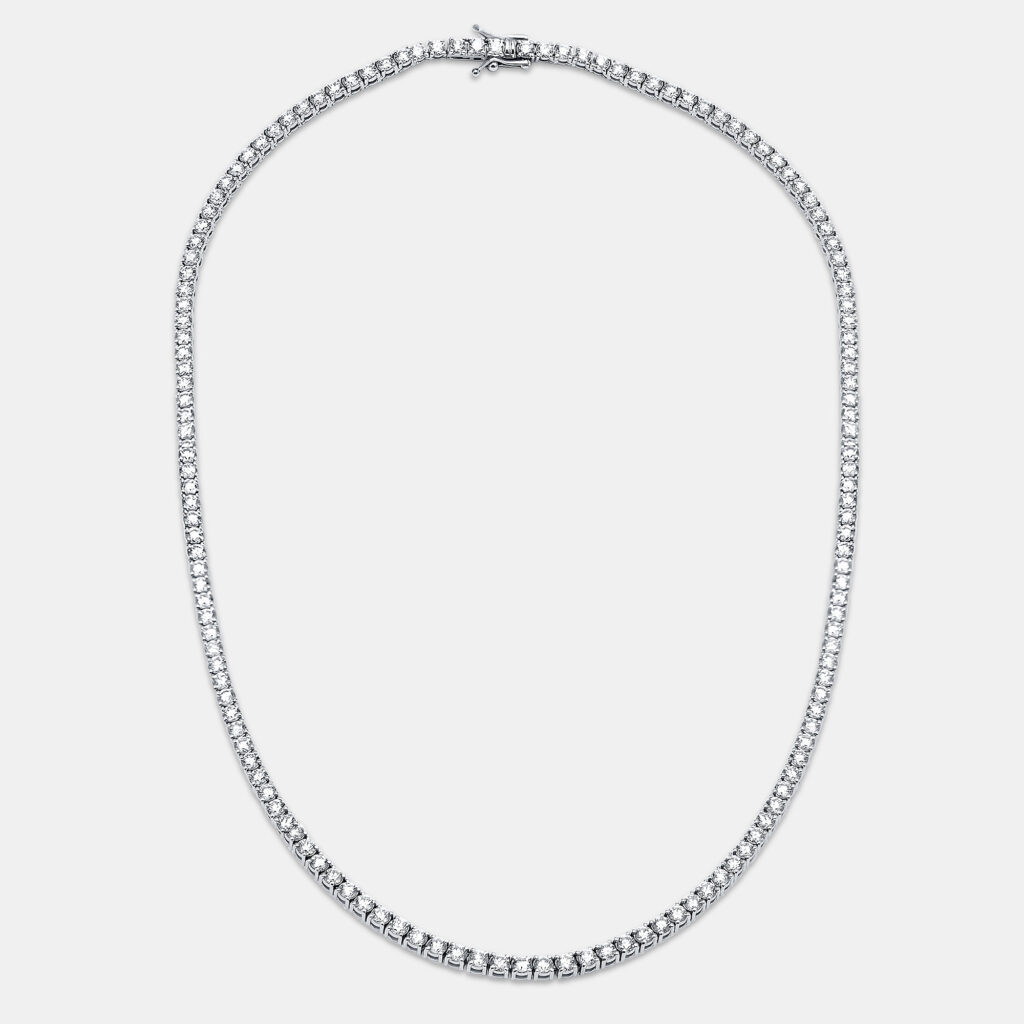 10.00 cts Round Lab Grown Diamonds 18k White Gold Tennis Necklace 10.00 cts Round Lab Grown Diamonds 18k White Gold Tennis Necklace