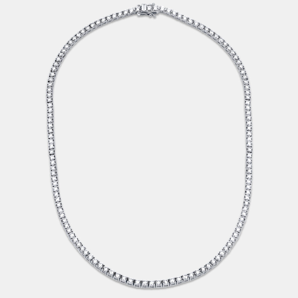 13.00 cts Round Lab Grown Diamonds 18k White Gold Tennis Necklace 13.00 cts Round Lab Grown Diamonds 18k White Gold Tennis Necklace
