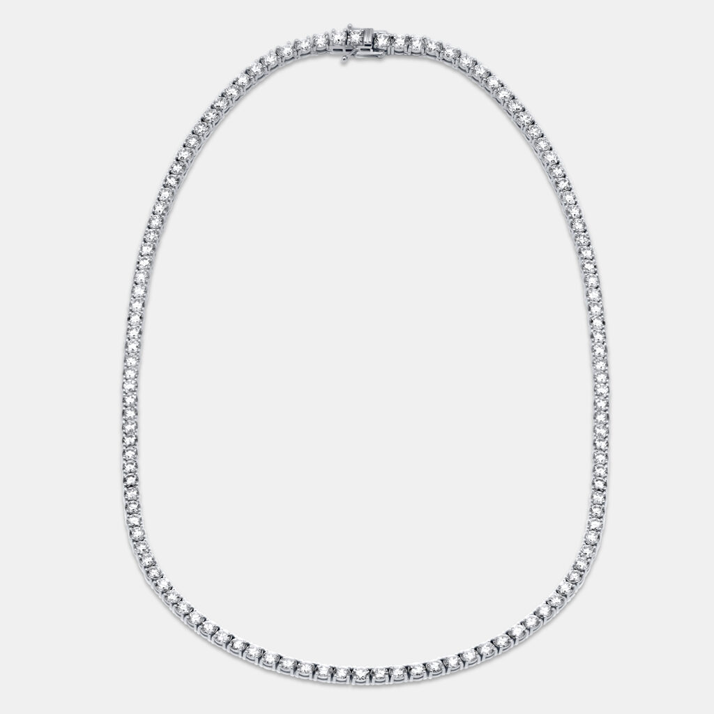 17.50 cts Round Lab Grown Diamonds 18k White Gold Tennis Necklace 17.50 cts Round Lab Grown Diamonds 18k White Gold Tennis Necklace