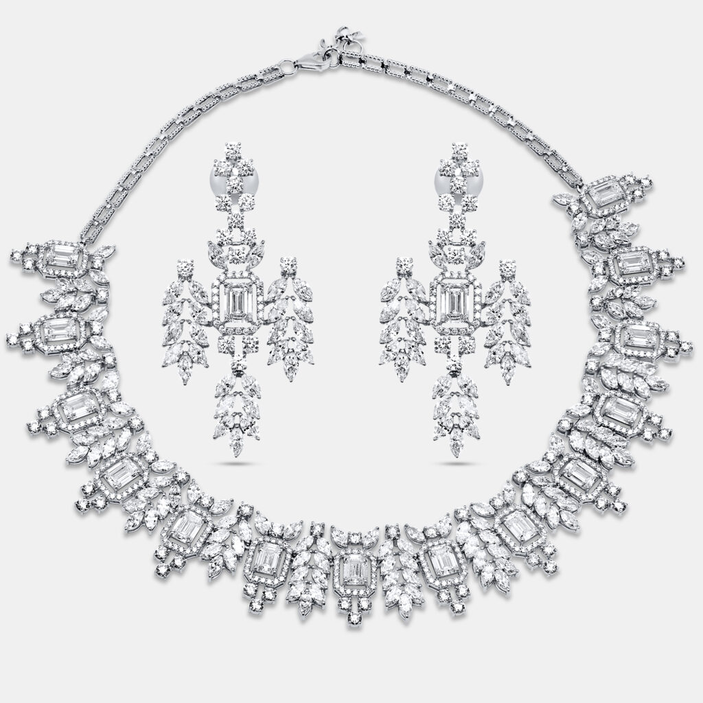 luxury-women-the-diamond-edit-new-fine-jewelry-p1202076-007.jpg 55.46 Cts Marquise Round Emerald 18K White Gold Lab Grown Diamonds Necklace Set