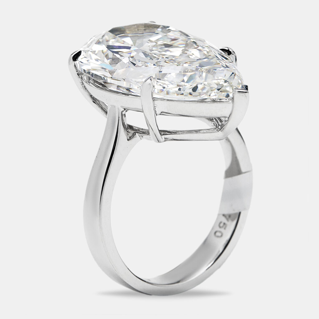 4.00 cts Pear Brilliant Lab Grown Diamonds 18k White Gold Ring Size 56