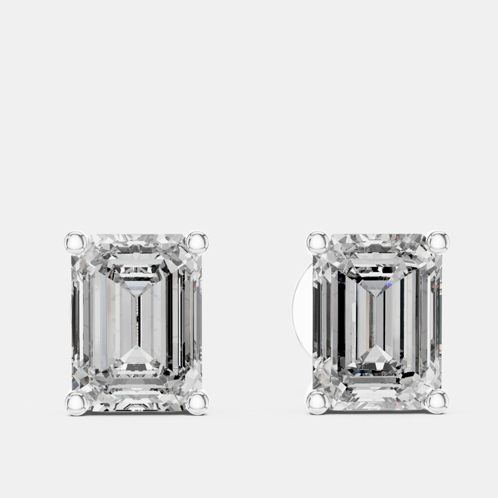 2.00 cts Emerald Cut 18k White Gold Lab Grown Diamond Stud Earrings 2.00 cts Emerald Cut 18k White Gold Lab Grown Diamond Stud Earrings