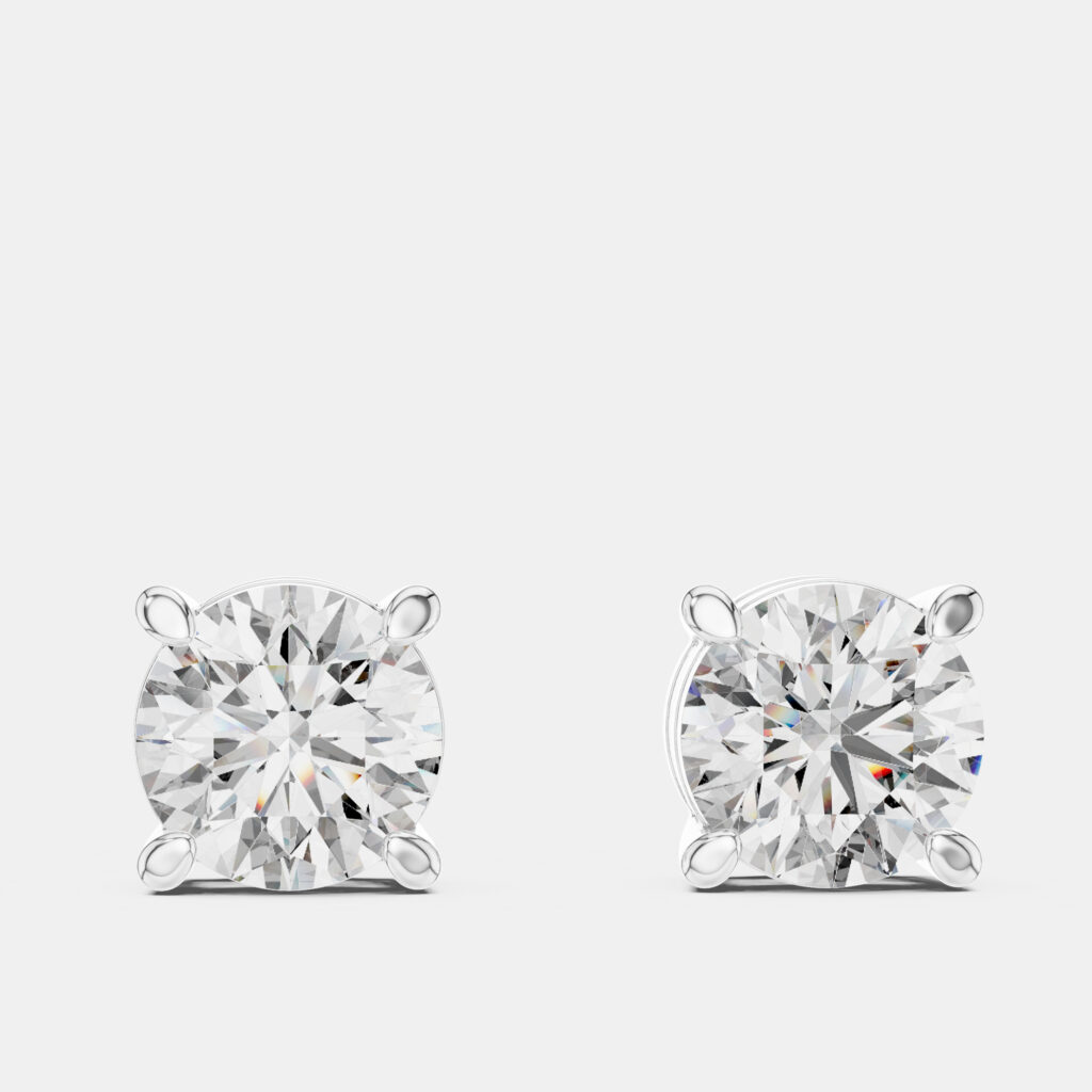 1.00 ct Round 18k White Gold Solitaire Lab Grown Diamond Single Stud Earrings 1.00 ct Round 18k White Gold Solitaire Lab Grown Diamond Single Stud Earrings