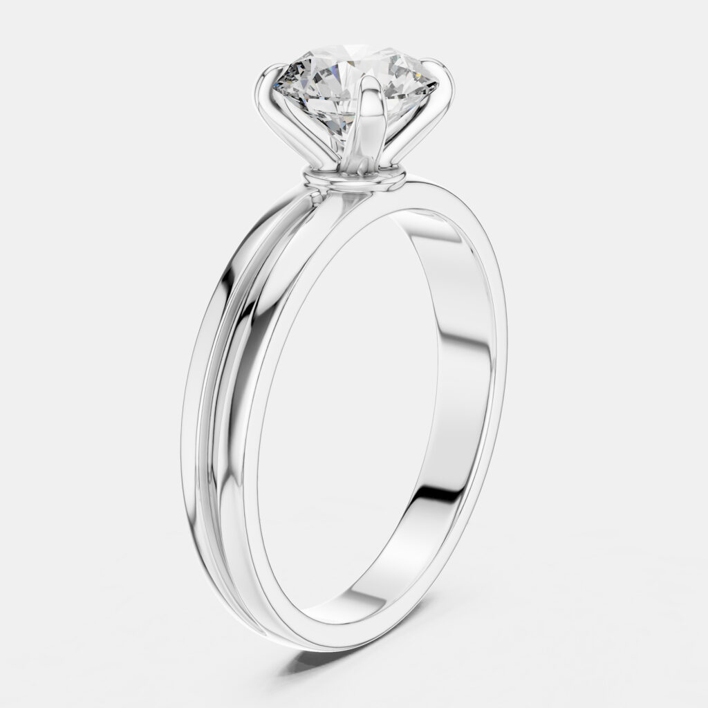 6.00 ct Round 18k White Gold Solitaire Lab Grown Diamond Band Size 53
