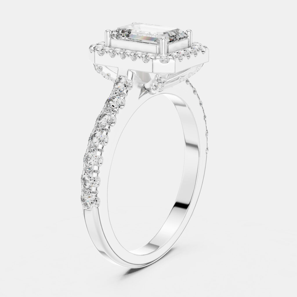 1.65 cts Center Emerald Cut 18k White Gold Solitaire Lab Grown Diamond Ring Size 53
