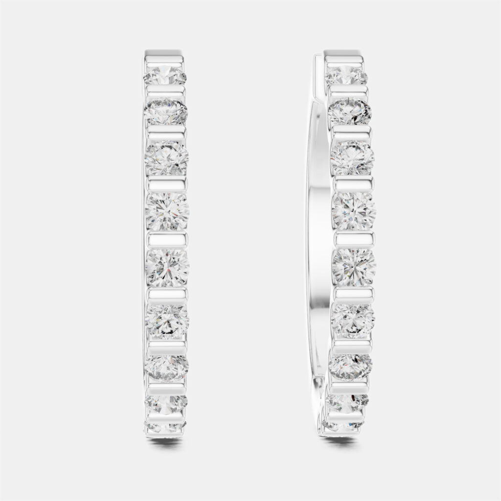 0.60 ct Round Cut 18k White Gold Lab Grown Diamond Hoop Earrings 0.60 ct Round Cut 18k White Gold Lab Grown Diamond Hoop Earrings